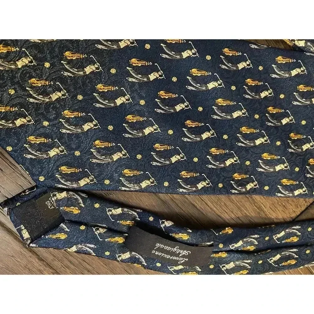 LAVORAZIONE ARTIGIANA pura seta Golf Blue Italy Men's Silk Neck Tie New NWOT